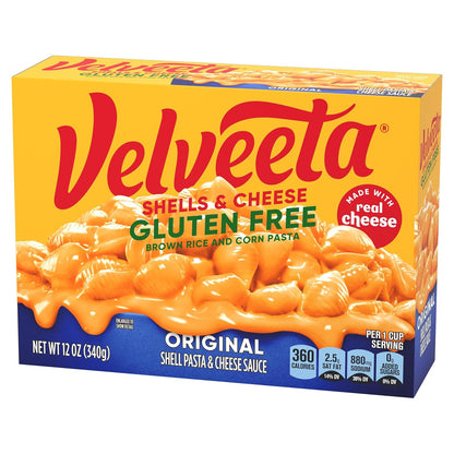 Velveeta Gluten Free Shells & Cheese, Compact Pantry Essential for Small Kitchens, 12 oz Box