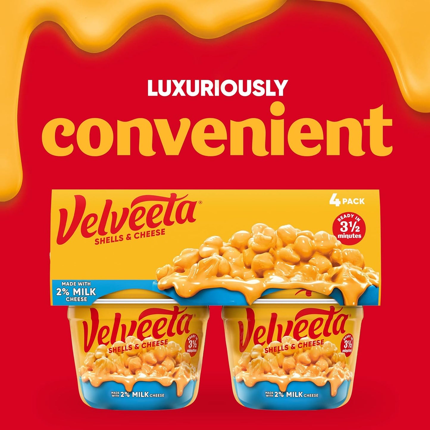 Velveeta Shells & Cheese Microwaveable Cups – Road Trip Pantry Meal with Only Water and a Microwave, 2.19 oz 4-Pack