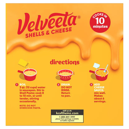 Velveeta Shells & Cheese Original 24 oz Box – Fast Dorm Room Pantry Meal for Late Night Study Fuel