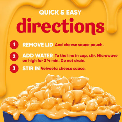 Velveeta Shells & Cheese Original Microwaveable Cup – Single-Serve Pasta for Clutter-Free Pantry Staples, 2.39 oz Cup
