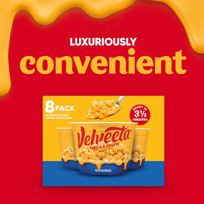 Velveeta Shells & Cheese Original Microwaveable Cup – Single-Serve Pasta for Clutter-Free Pantry Staples, 2.39 oz Cup