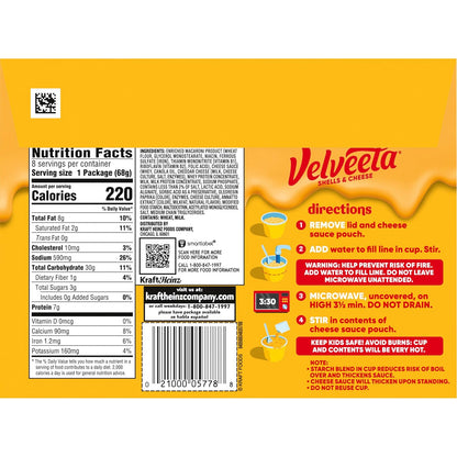 Velveeta Shells & Cheese Original Microwaveable Cup – Single-Serve Pasta for Clutter-Free Pantry Staples, 2.39 oz Cup