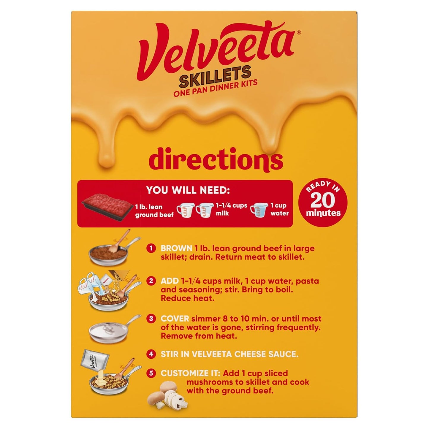 Velveeta Skillets Beef Stroganoff – All-in-One Box, No Extra Ingredients to Stock