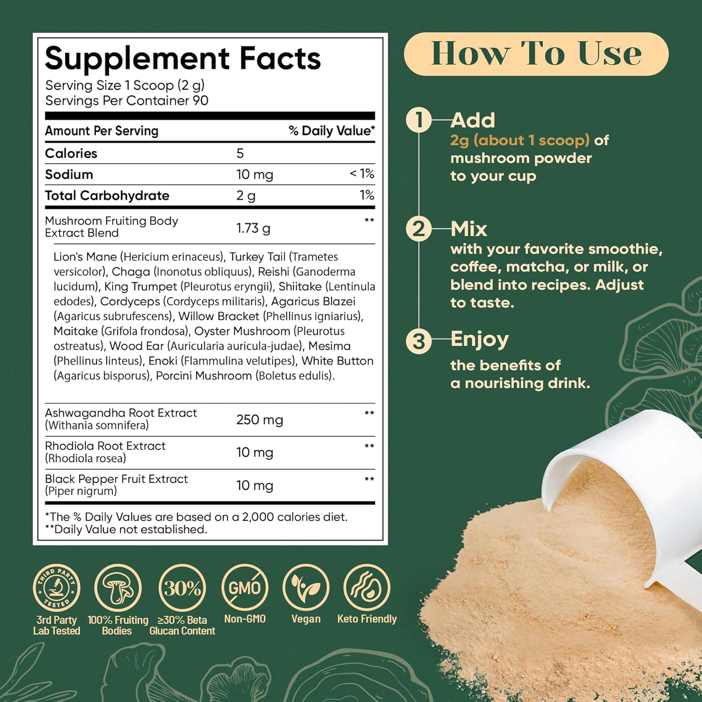Venture Pal 16-in-1 Adaptogenic Mushroom Powder – Jitter-Free Focus Stack for Home Office and Mid-Day Deep Work