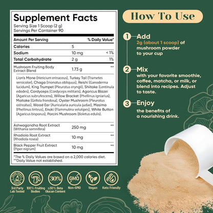 Venture Pal 16-in-1 Adaptogenic Mushroom Powder – Jitter-Free Focus Stack for Home Office and Mid-Day Deep Work