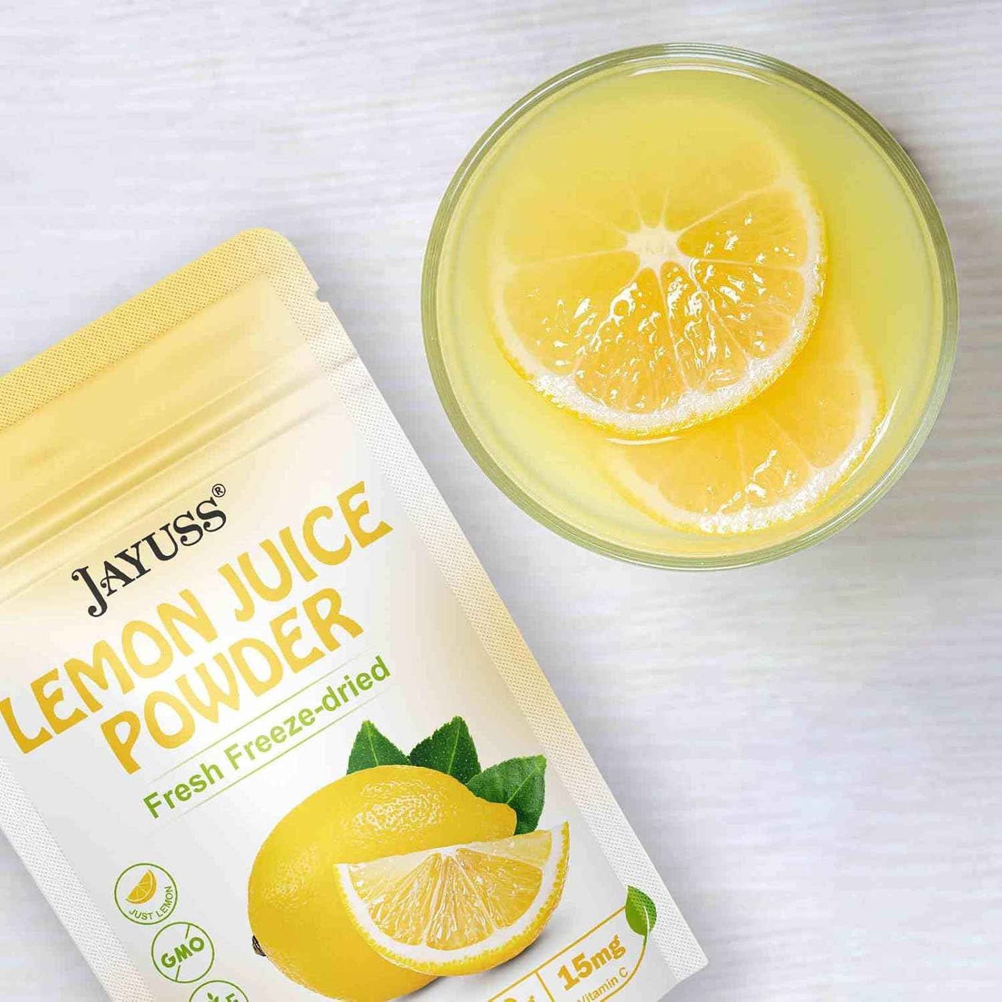 JAYUSS Lemon Juice Powder 8.82 oz – Quick Desk Friendly Citrus Boost for Busy Professionals and Commuter Smoothies, 250g
