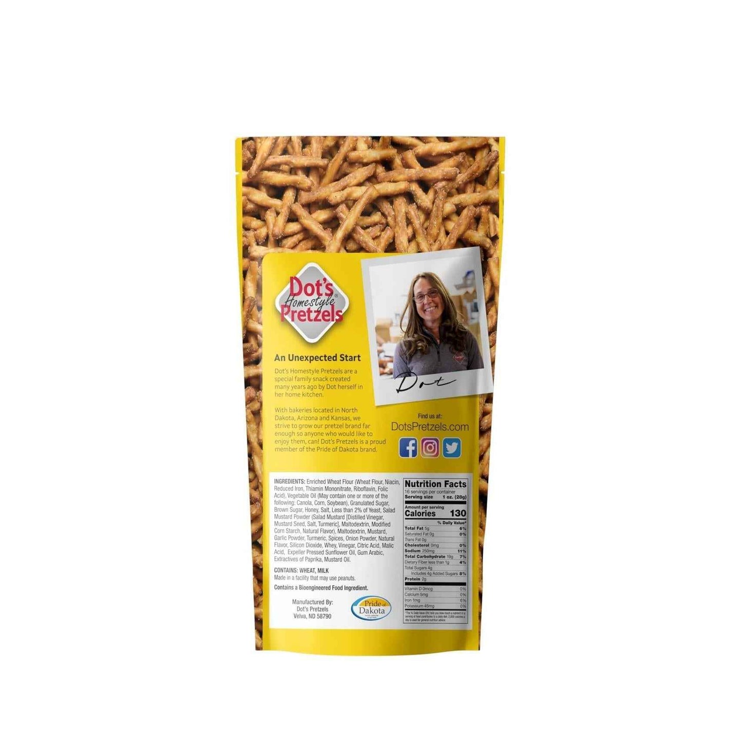 Dot's Pretzels Honey Mustard Seasoned Pretzels – Thoughtful Hostess and Housewarming Snack Gift in a 16oz Resealable Bag