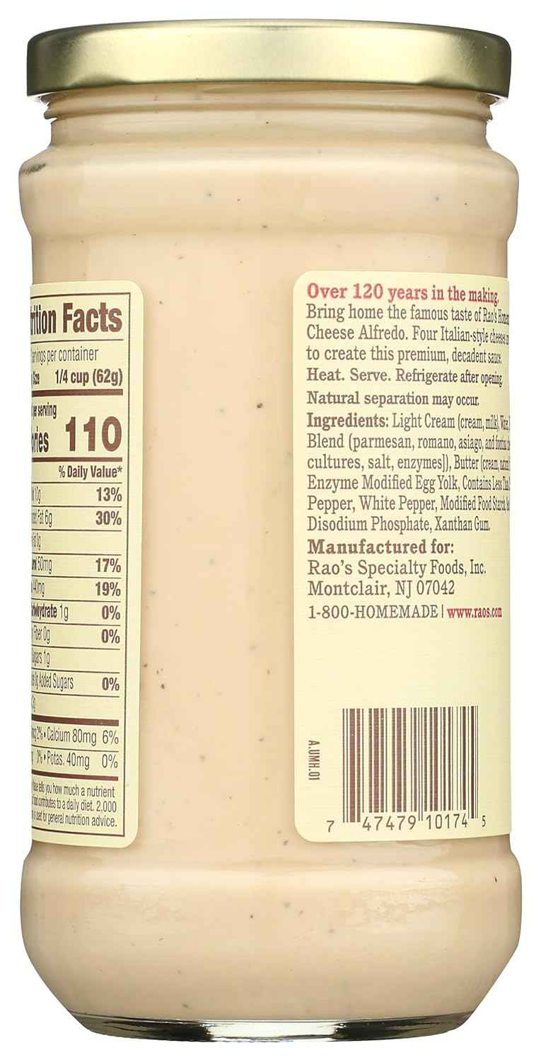 Rao's Four Cheese Alfredo Sauce 15 oz – Thoughtful Gourmet Gift for Pasta Lovers and Foodies