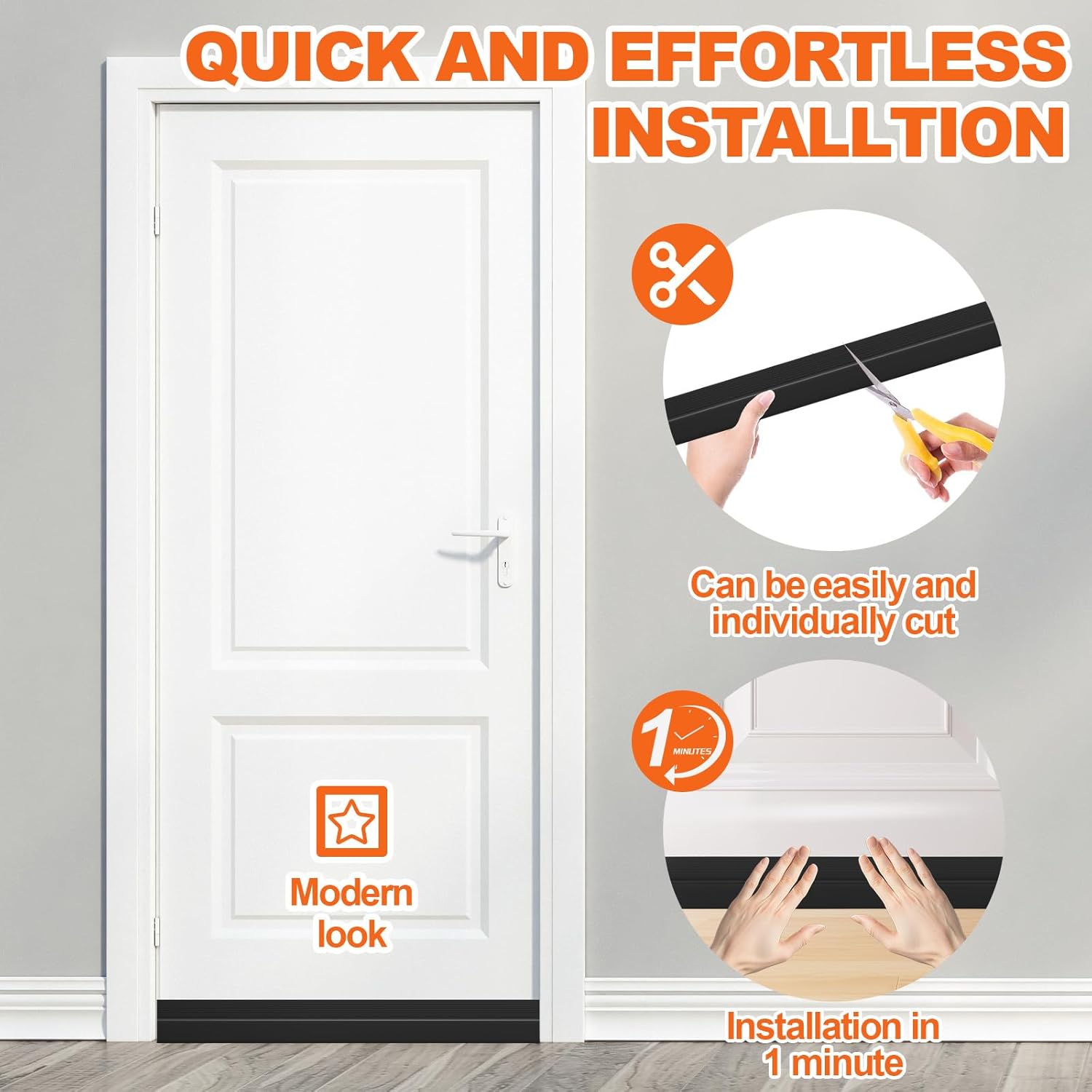 VibraGate Door Sweep for Bottom of Door – Modern Living Room Aesthetic Upgrade, Soundproofing Gap Filler