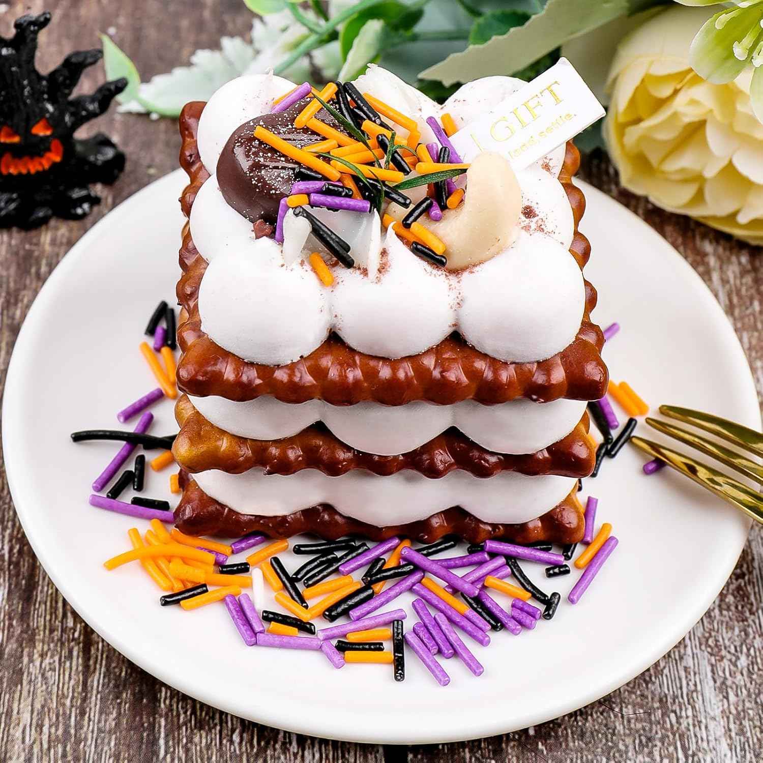 Halloween Dessert Table Centerpiece Sprinkles, 4-Bottle Set with Eyeballs, Pumpkins, and Orange Sugar