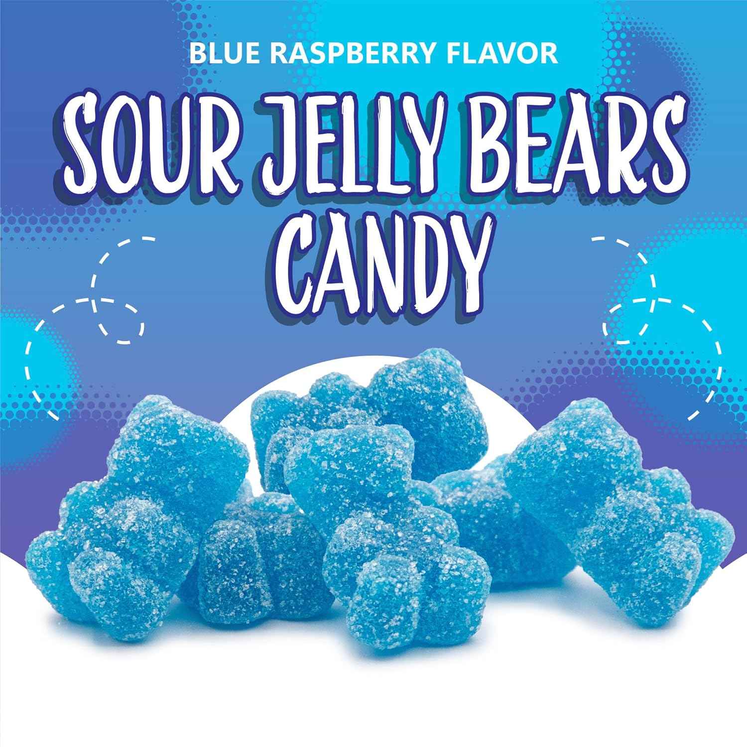 Blue Gummy Bears Gift Bag 1 lb Gelatin Free Party Favor Pack for Gender Reveal and Baby Shower Hosts
