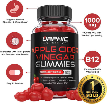 ORPHIC NUTRITION Apple Cider Vinegar Gummies – Daily Wind-Down Ritual for Gut Health and Mindful Detox Support