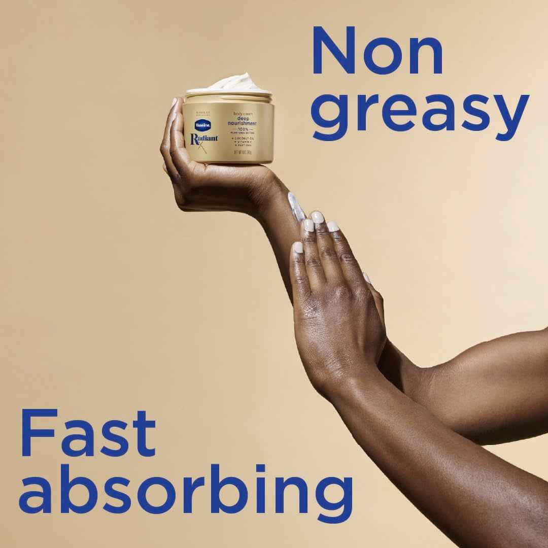 Vaseline Radiant X Deep Nourishment Body Cream – Thoughtful Birthday Gift for Women Who Love Self-Care and Soft Skin