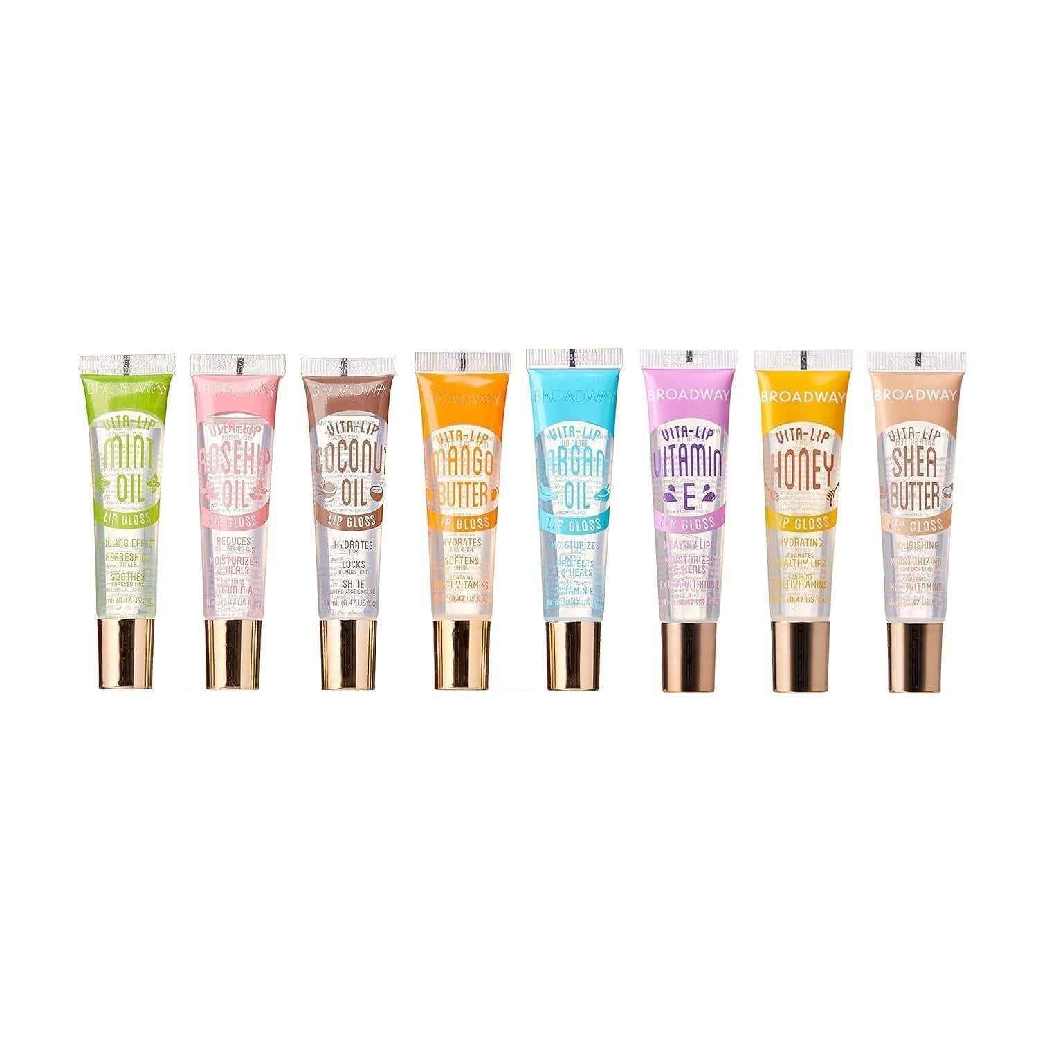 Ruby Kisses Broadway Vita-Lip Clear Lip Gloss – Affordable Birthday Gift for Her, Hydrating High-Shine 10 Pack with Vitamin-Infused Formula