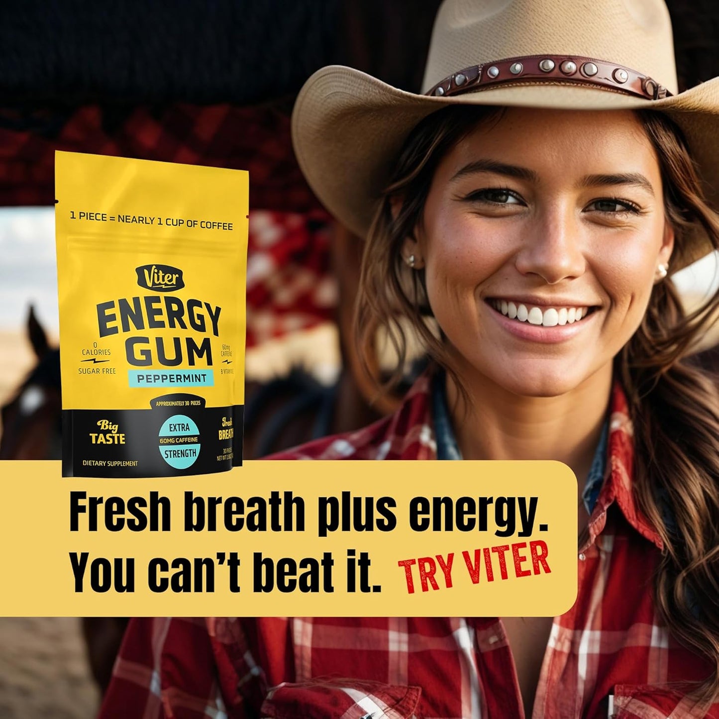 Viter Energy Caffeine Peppermint Chews – Spill-Free Energy for Long Drives, Flights, and Road Trips