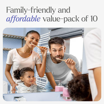 VIVAGO Compostable Wooden Toothbrush – Portable Sustainable Dental Care for Hotel Bathroom and Camping Trips, 10 Pack
