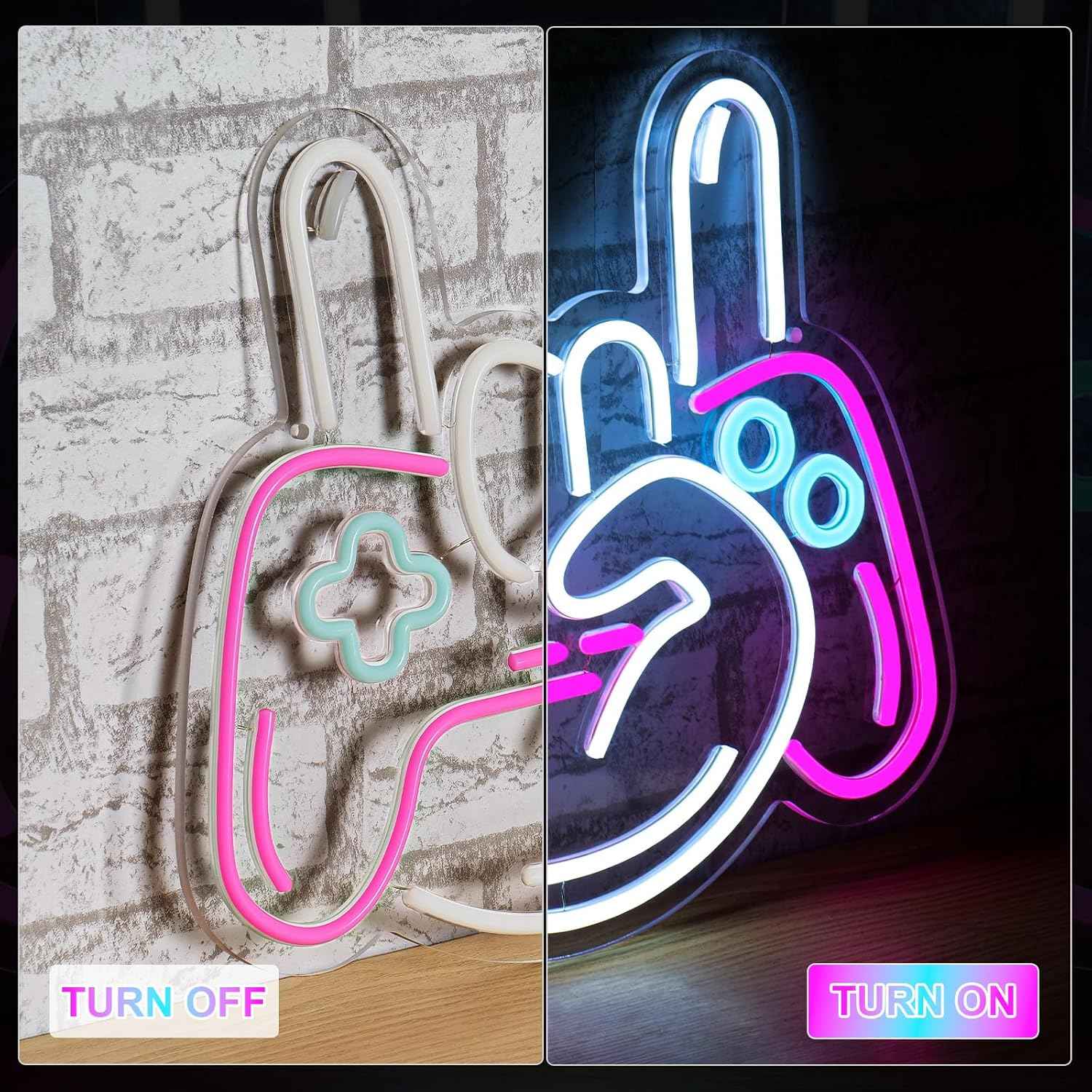 Oneneno Controller Shaped Neon Light – Low Heat 7W LED, No Fire Risk Decor for Shared Bedroom