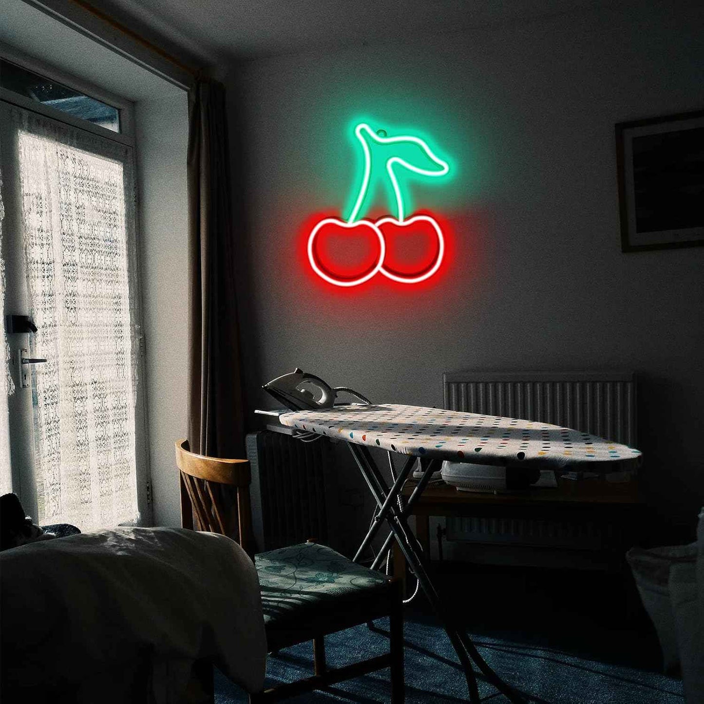 Cherry Neon Lights - Romantic Valentine's Day Gift for Girlfriend, Soft Glow Bedroom Sign