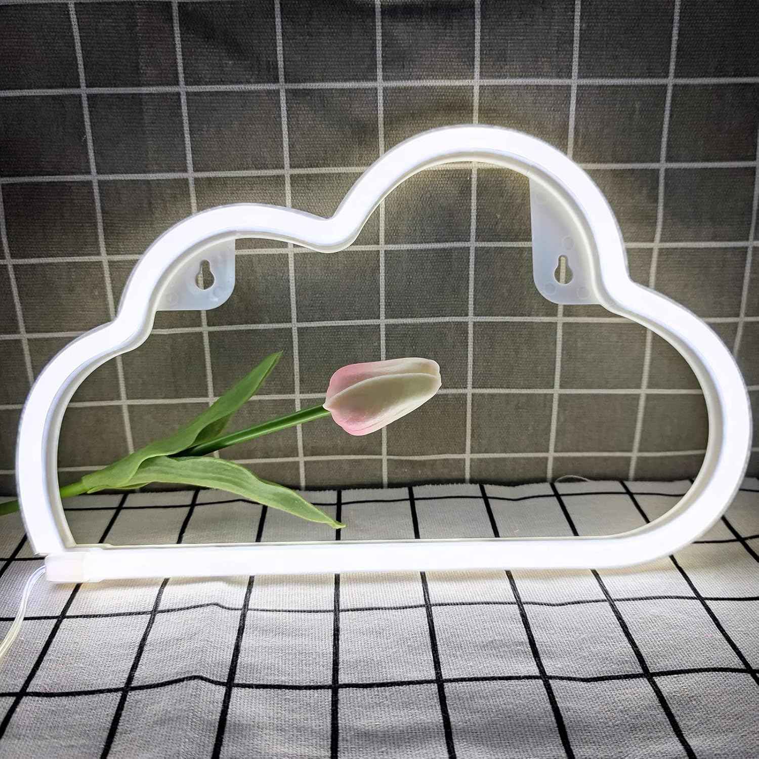 LUCIFER Cloud Shaped LED Neon Light – Valentine's Day and Christmas Gift for Girlfriend, Pink and White Battery or USB Powered Decor