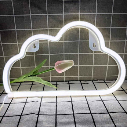 LUCIFER Cloud Shaped LED Neon Light – Valentine's Day and Christmas Gift for Girlfriend, Pink and White Battery or USB Powered Decor