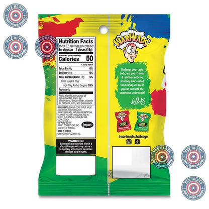 WARHEADS Sour Candy for Kids Party Favors - Assorted Fruit Flavors Birthday & Playdate Treat - 3 Pack