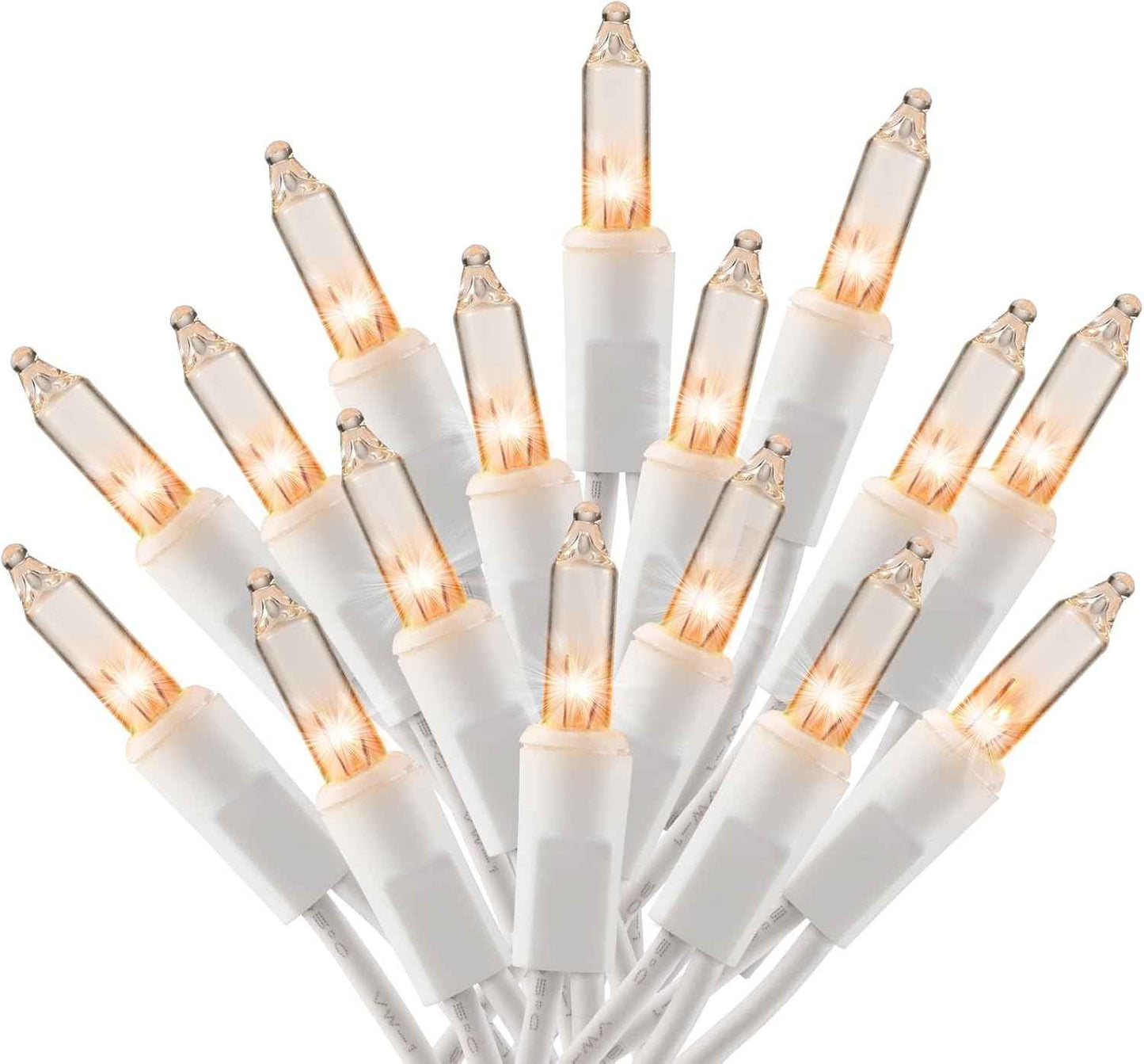 Brightown 13ft 2700K Incandescent Mini Lights White Wire – Calming Warm Glow for Bedtime Reading Nook & Wind-Down Self-Care Rituals