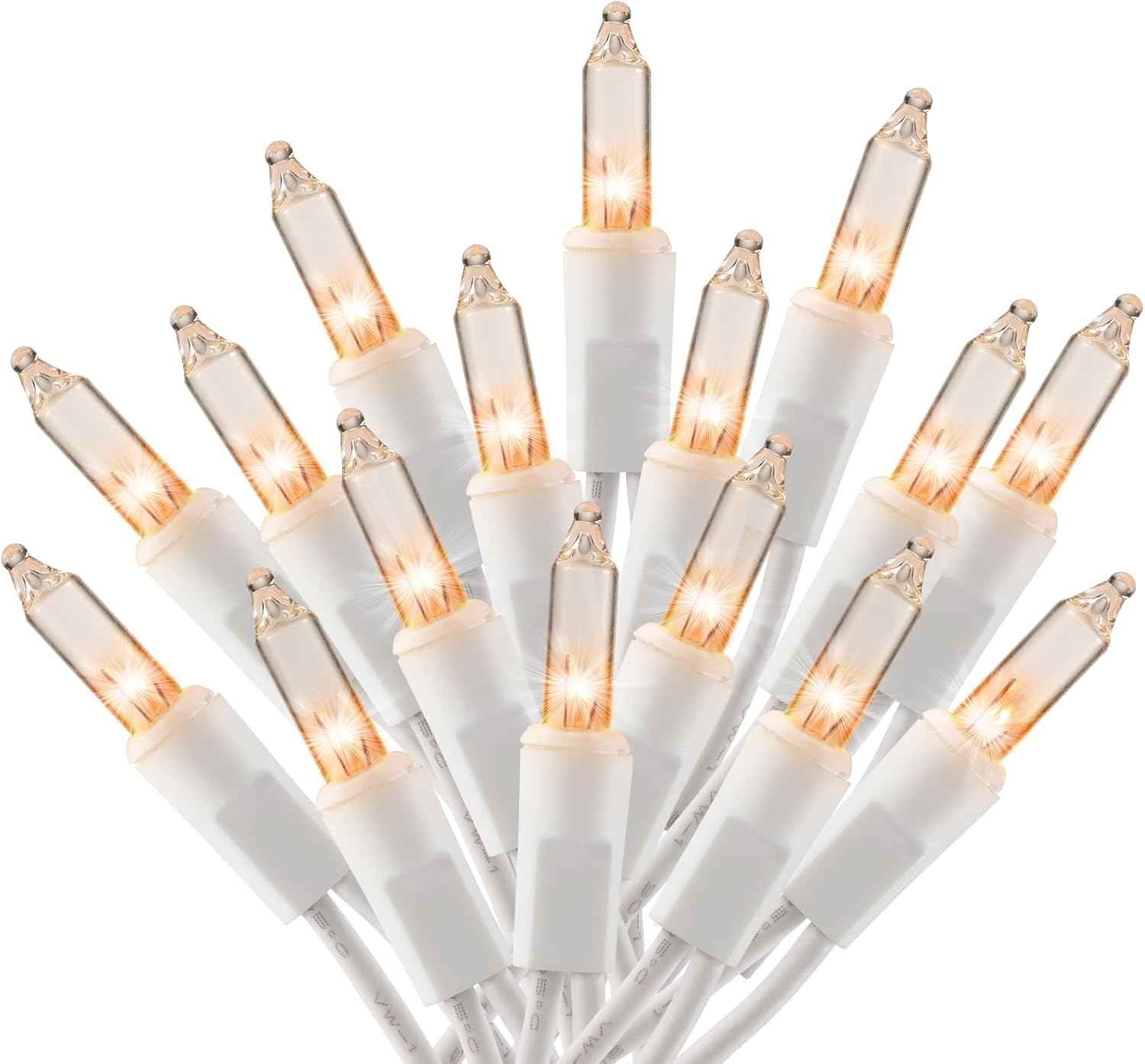 Brightown 13ft 2700K Incandescent Mini Lights White Wire – Calming Warm Glow for Bedtime Reading Nook & Wind-Down Self-Care Rituals