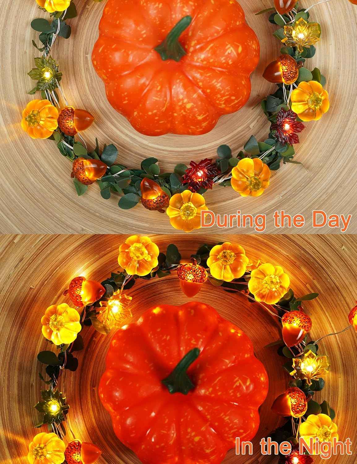 BOHON Cool Touch Fall String Lights – Nursery Shelf & Kids Playroom Autumn Garland, Safe Battery Powered Pumpkin Accent