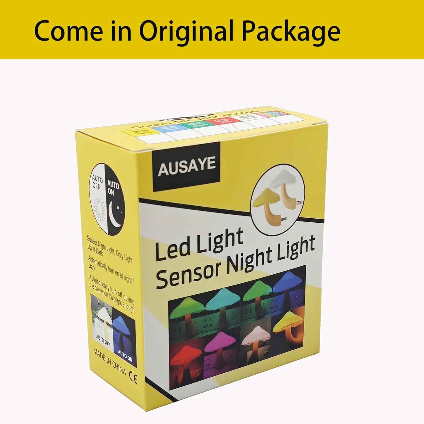 AUSAYE Flameless Mushroom Night Light – Cool LED Plug in Lamp Safe Around Kids Pets and Seniors