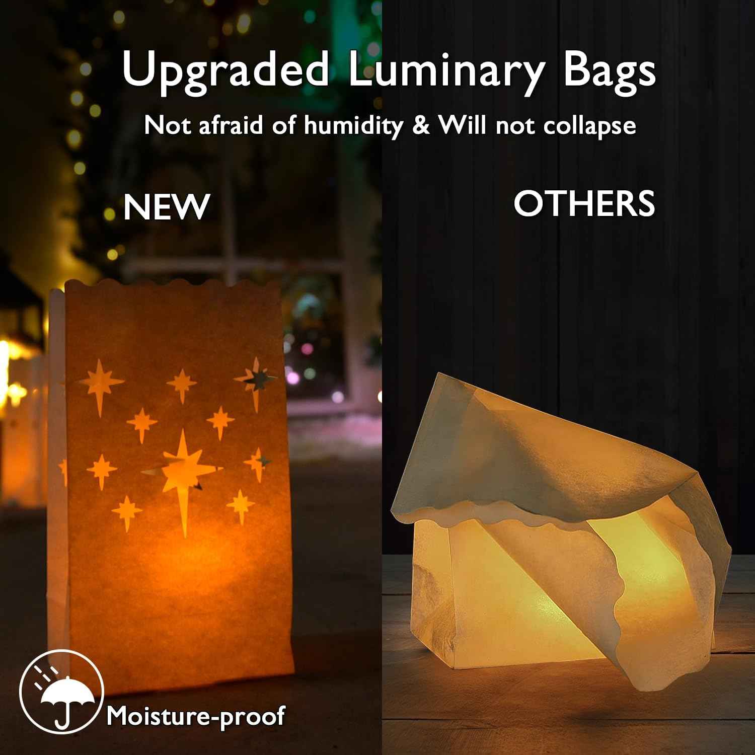 Homemory Star Luminary Bags with LED Tealights – Thoughtful Housewarming Gift for New Homeowners