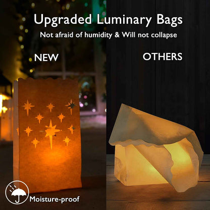 Homemory Star Luminary Bags with LED Tealights – Thoughtful Housewarming Gift for New Homeowners