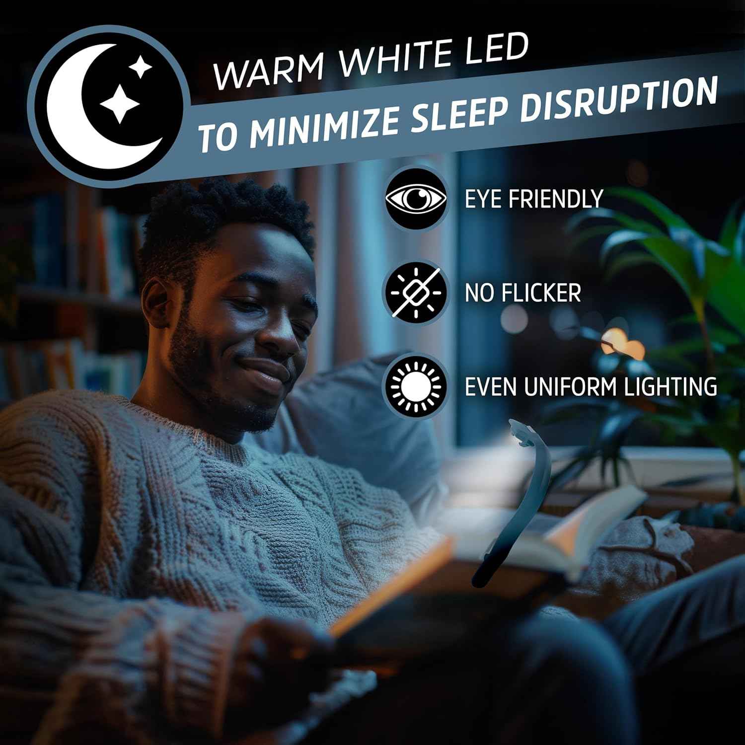 Energizer Flex-R Rechargeable Book Lamp – Calming Bedtime Companion, Flicker-Free Warm Light for Mindful Reading
