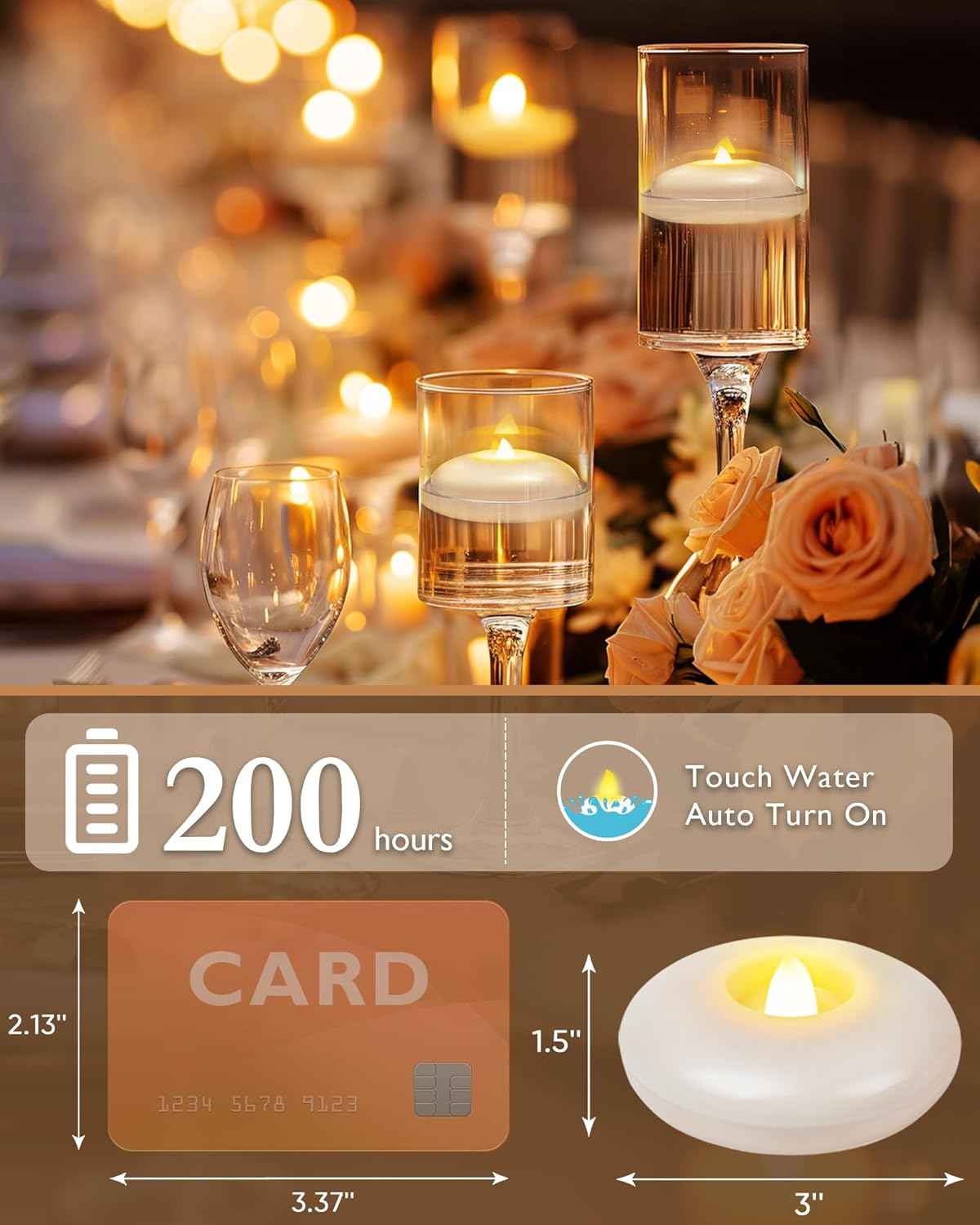 Homemory Waterproof Floating LED Candles – Pool and Hot Tub Ambient Lighting, Won't Sink or Blow Out, 6-Pack