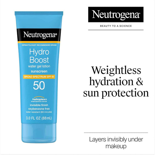 Neutrogena Hydro Boost Water Gel Sunscreen SPF 50 – Daily Hydrating Skincare Ritual for Face and Body