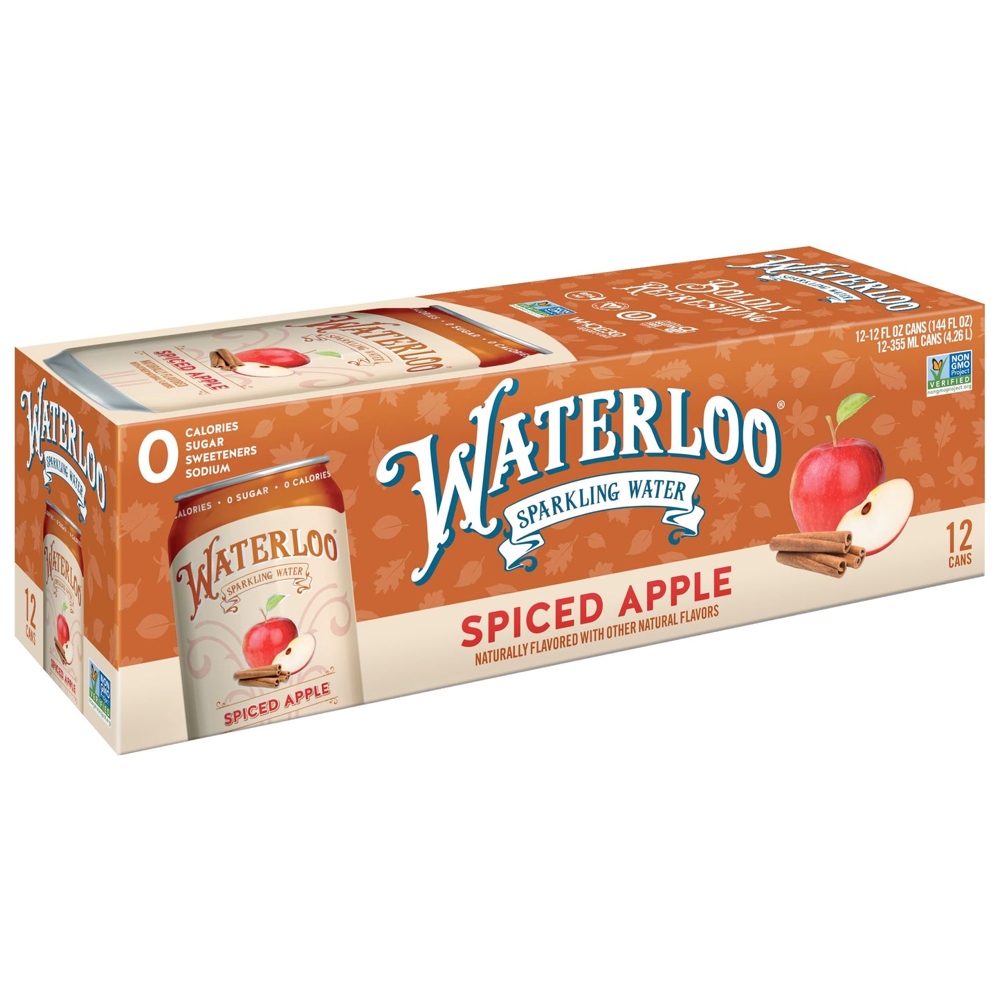 Waterloo Sparkling Water, Spiced Apple Naturally Flavored, 12 Fl Oz Cans (Pack of 12) – Zero Calories and Zero Sugar or Sweeteners