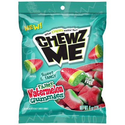 ChewzMe Sour Watermelon Gummy Candy for Kids Lunchbox, Nut-Free and Gluten-Free Sweet Treat, 6 oz Grab-and-Go Bag