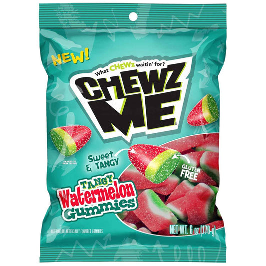 ChewzMe Sour Watermelon Gummy Candy for Kids Lunchbox, Nut-Free and Gluten-Free Sweet Treat, 6 oz Grab-and-Go Bag