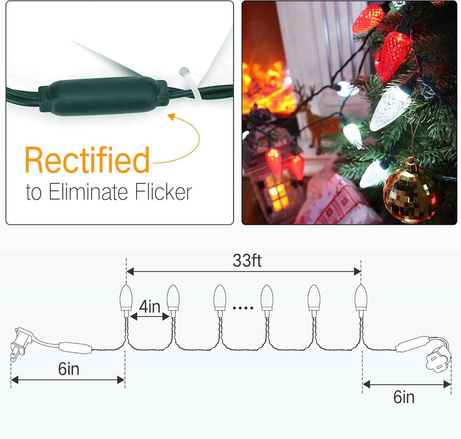 Brizled Cool-to-Touch C9 LED Christmas Lights – Safe Holiday Tree Lighting for Kids' Bedrooms and Playrooms