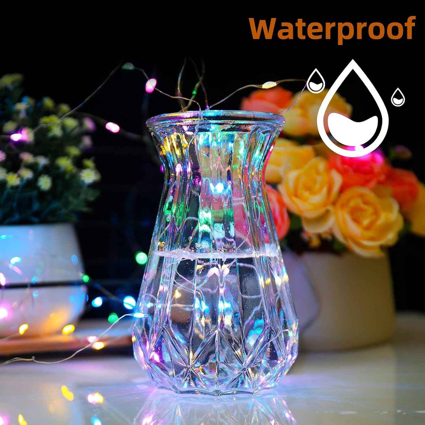 Mandiq 4 Pack Waterproof Fairy Lights Battery Operated, 10ft Silver Wire String Lights for Patio and Outdoor Dining Setup