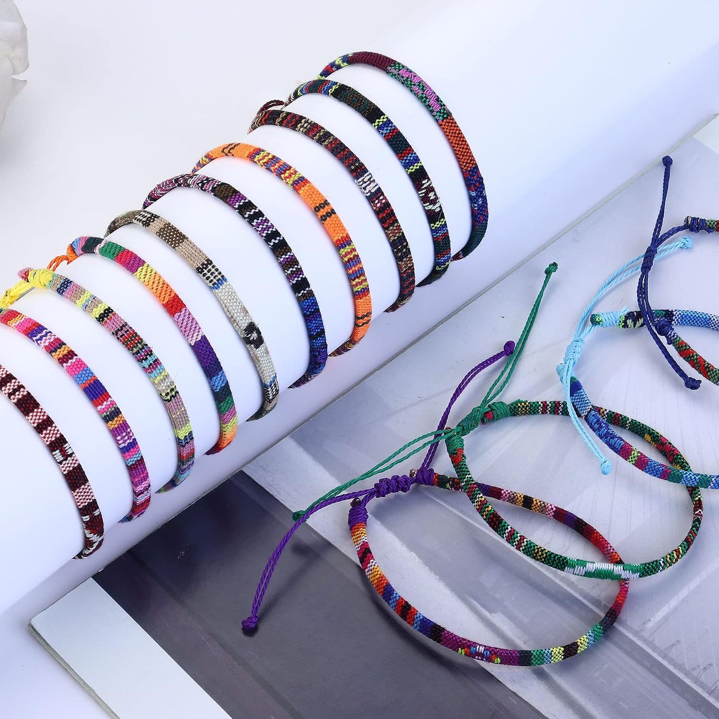 WATERPROOF JEWELRY 24 Bulk Surfer Bracelet Assortment – Quiet Design Handmade Anklets, Adjustable Waterproof Rope for Less-Is-More Styling
