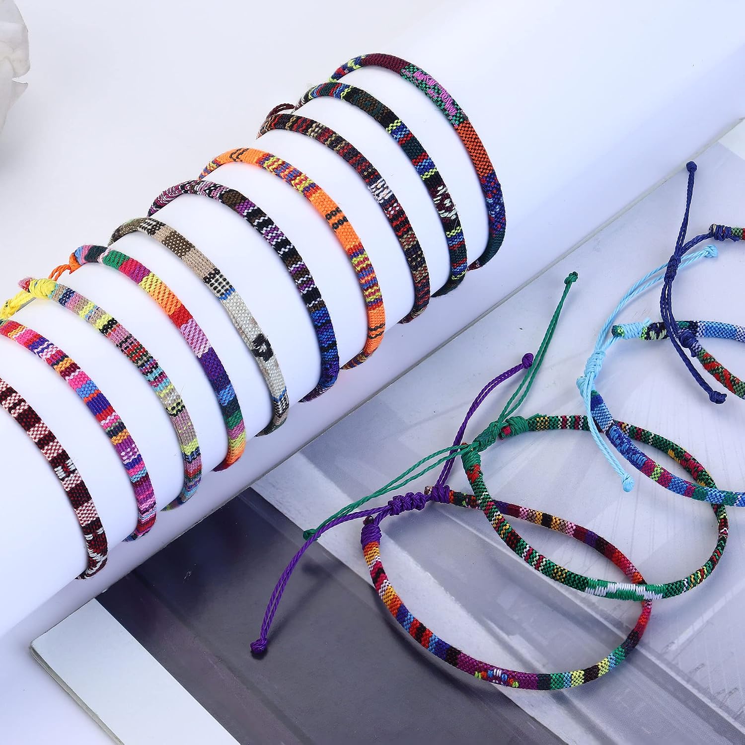 WATERPROOF JEWELRY 24 Bulk Surfer Bracelet Assortment – Quiet Design Handmade Anklets, Adjustable Waterproof Rope for Less-Is-More Styling