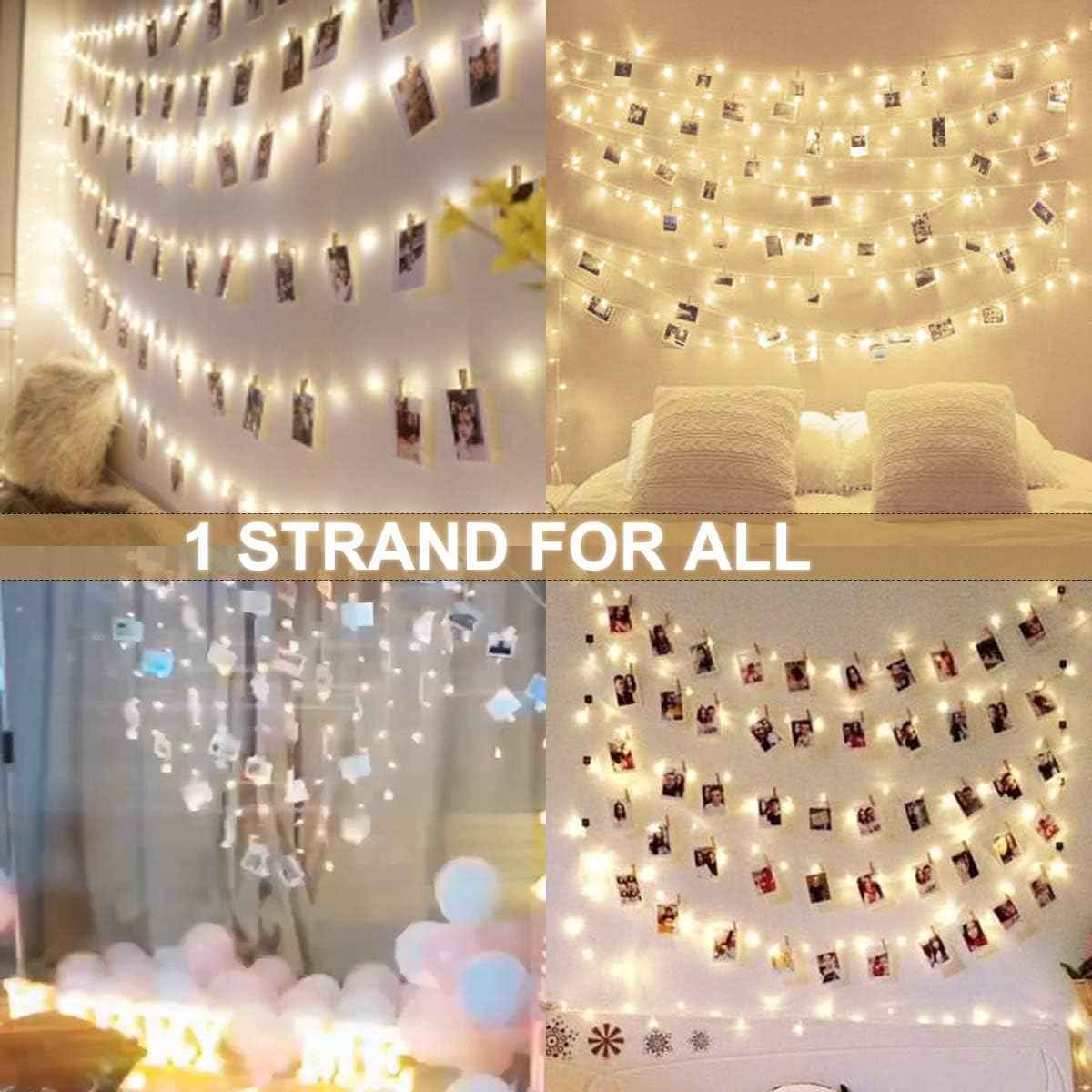 Decute Starry Photo Clip Fairy Lights – Aesthetic Living Room Display, Copper Wire Picture Hanger with USB