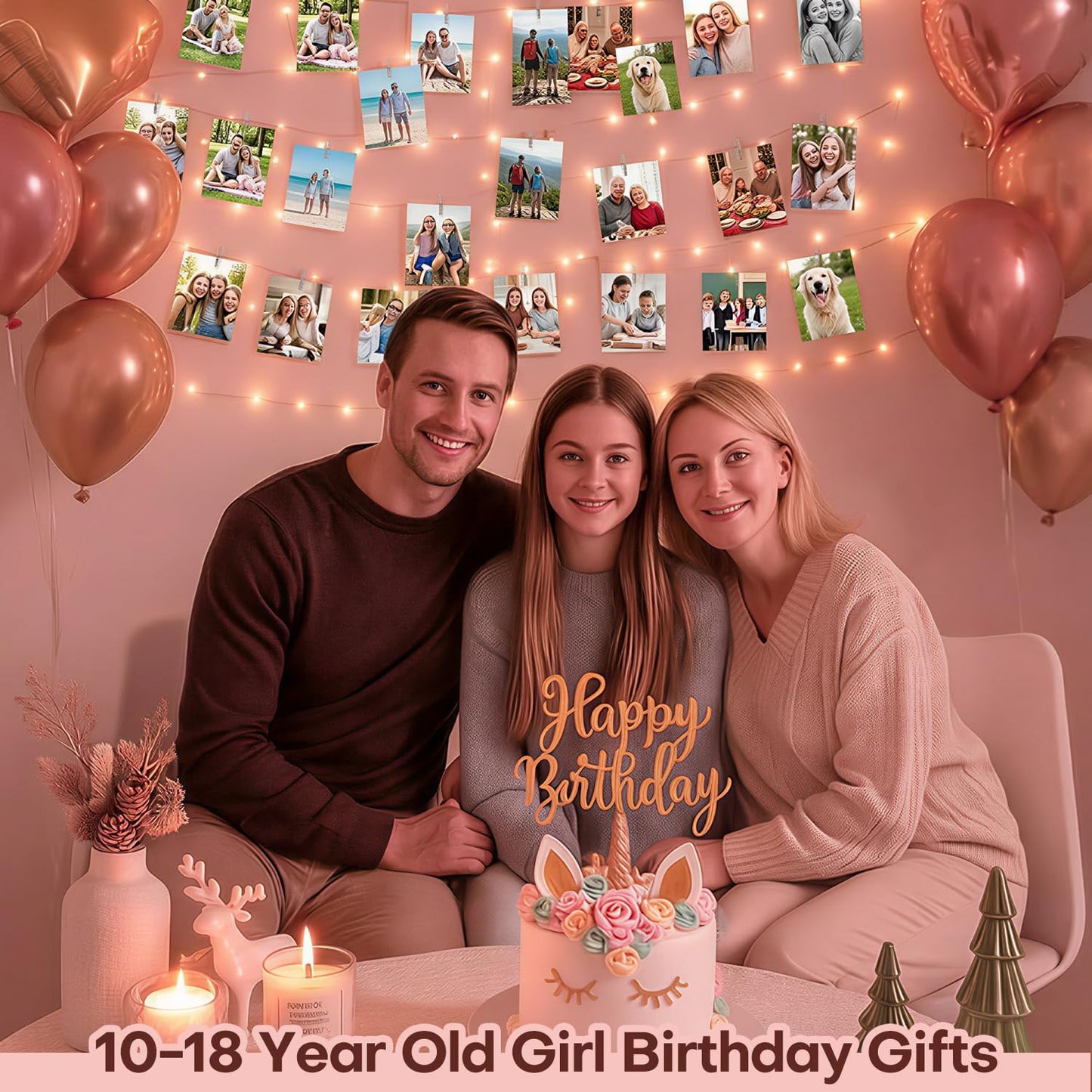 Waterproof Photo Clip String Lights 40FT - Indoor Outdoor Fairy Lights for Patio Camping Party, USB Powered LED with 50 Clips
