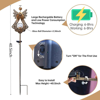 Starryfill Angel Solar Stake Light – Weatherproof Garden and Lawn Decor, 40.5" Bronze Finish