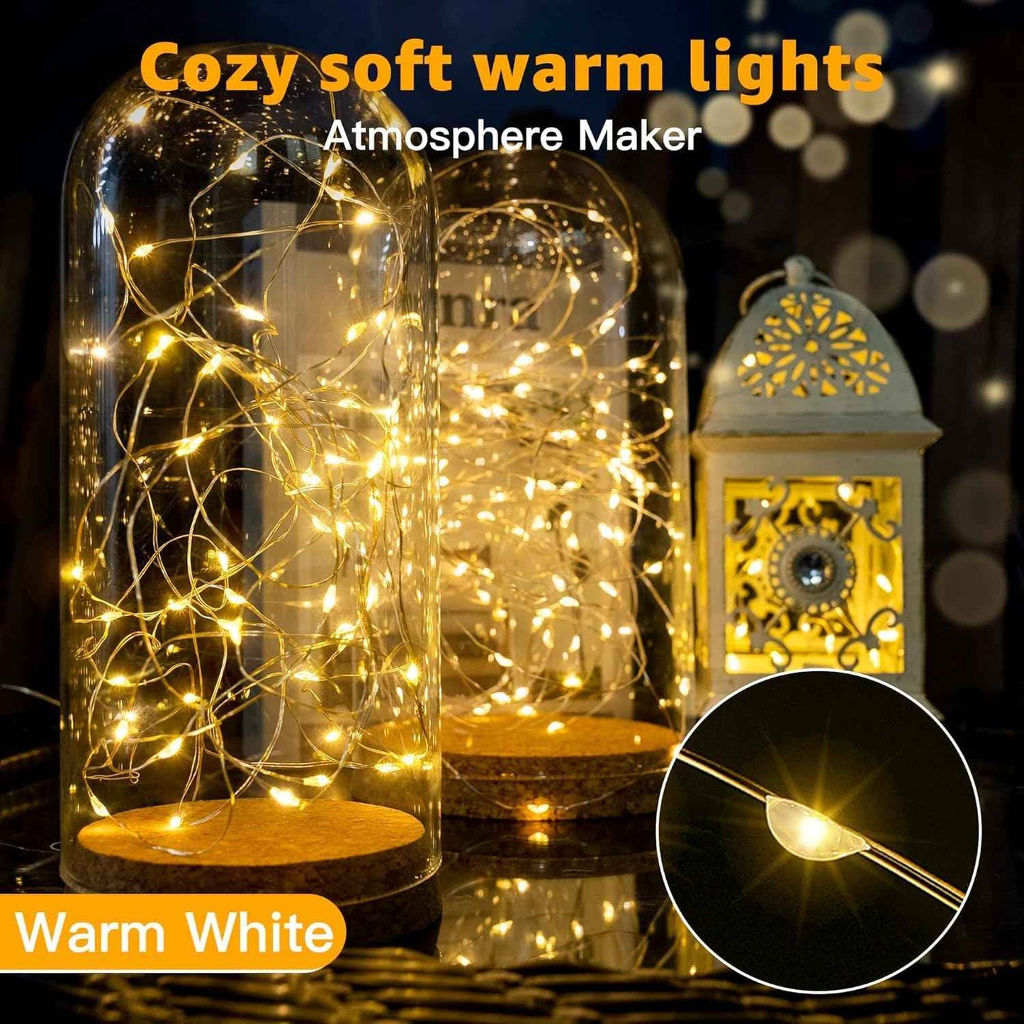 Lumoonos Fairy Lights – Flameless Bedside Lighting Safe for Kids, Pets, and Restless Sleepers