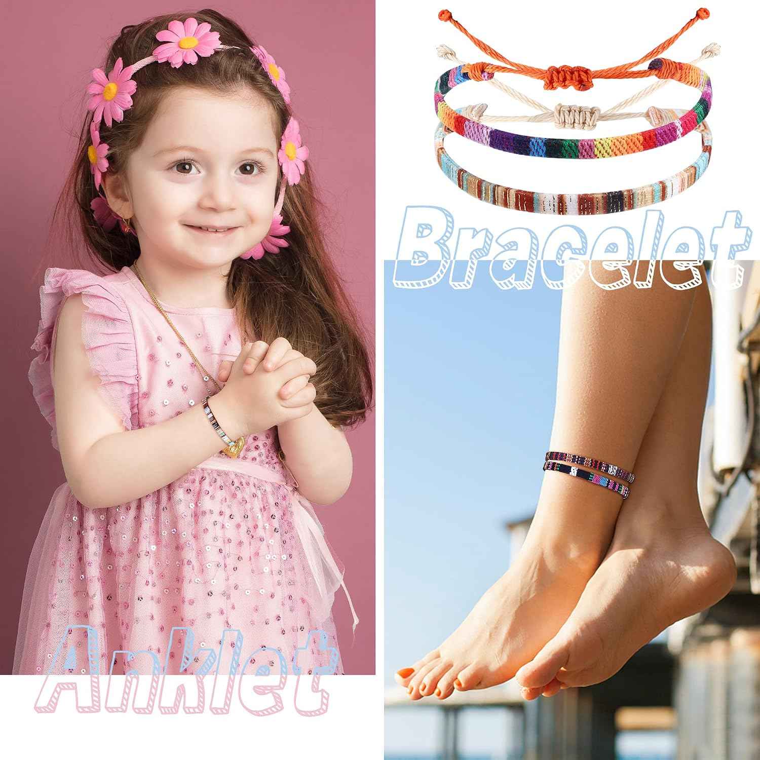 WATERPROOF JEWELRY 24 Bulk Surfer Bracelet Assortment – Quiet Design Handmade Anklets, Adjustable Waterproof Rope for Less-Is-More Styling