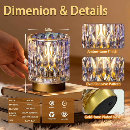 AuroraGlow Waterproof Crystal Lamp – Portable Cordless Light for Patio and Outdoor Dining, Battery Operated