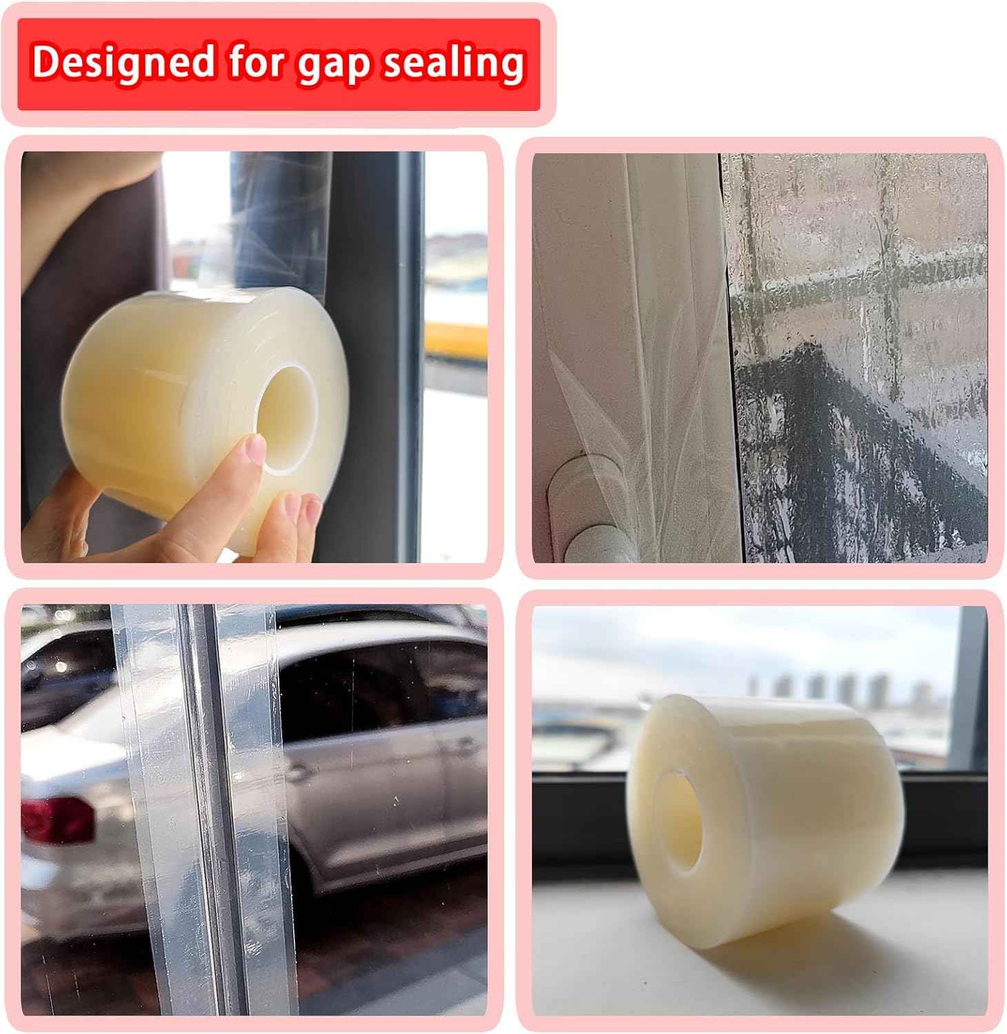 Birllaid Invisible Clear Window Seal Tape – Uncluttered Home Insulation, 3 Inch x 55 Yards Discreet Vinyl Strip