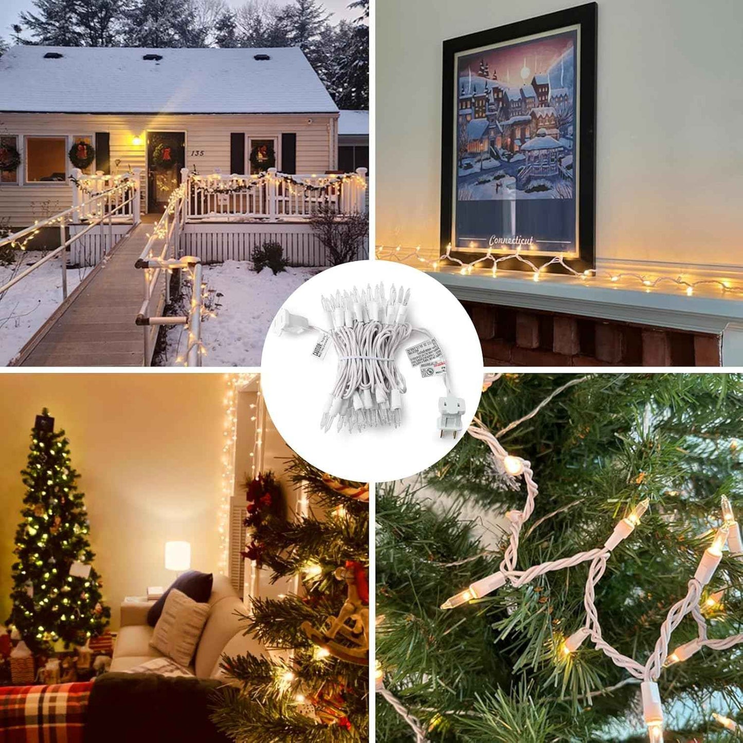 Brightown 13ft 2700K Incandescent Mini Lights White Wire – Calming Warm Glow for Bedtime Reading Nook & Wind-Down Self-Care Rituals