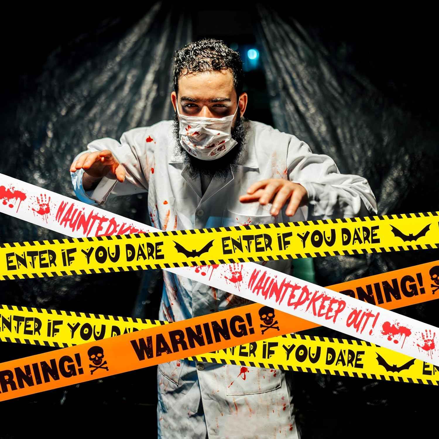 Warning Tape 3-Pack – Creepy Living Room and Entryway Halloween Decoration for Haunted Vibes